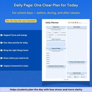 ADHD Student Planner Bundle for Middle and High School | Daily, Weekly, Homework & Assignment Printables image 3