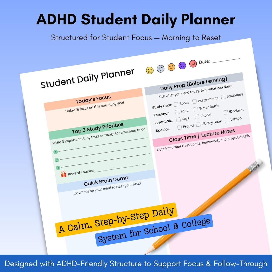 Forgetting Routine ADHD Daily Planner – Morning Routine, Homework Log, Stop Forgetting ...