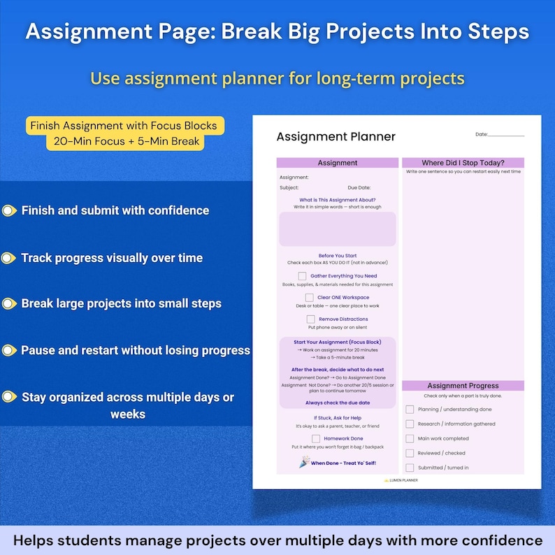 ADHD Student Planner Bundle for Middle and High School | Daily, Weekly, Homework & Assignment Printables image 6