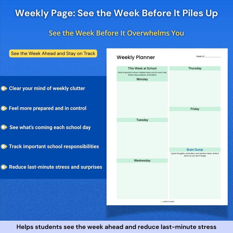 ADHD Student Planner Bundle for Middle and High School | Daily, Weekly, Homework & Assignment Printables image 4
