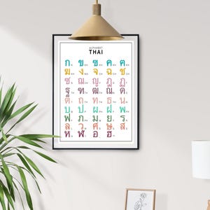 Thai Alphabet Poster | Thai Consonants Chart ก-ฮ | Educational Wall Art for Kids & Thai Learners | Minimal Modern Thai Script Print