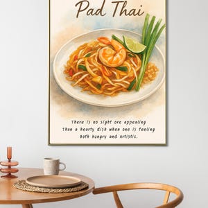 Watercolor Pad Thai Wall Art Print – Thai Food Kitchen Decor