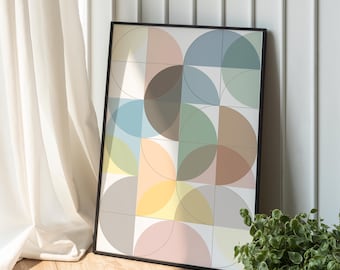 Pastel Geometric Wall Art | Minimal Modern Abstract Print