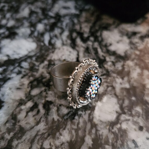 vintage metal silvertone adjustable ring - image 3