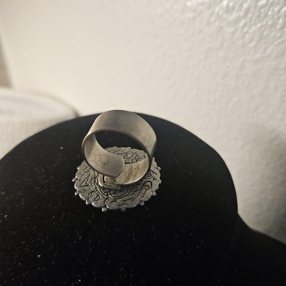 vintage metal silvertone adjustable ring - image 5
