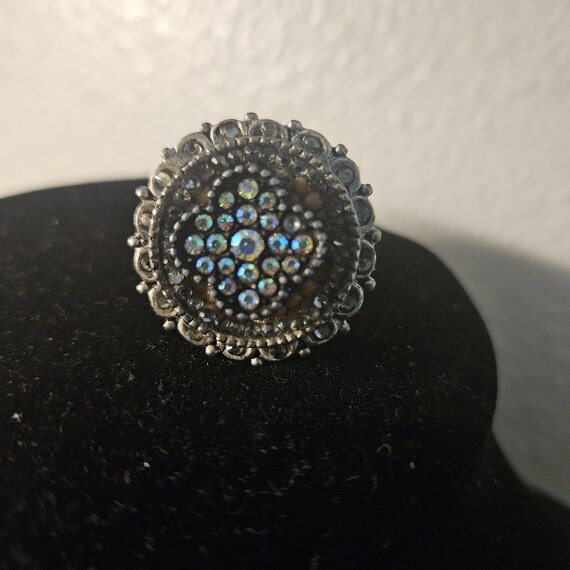 vintage metal silvertone adjustable ring - image 8