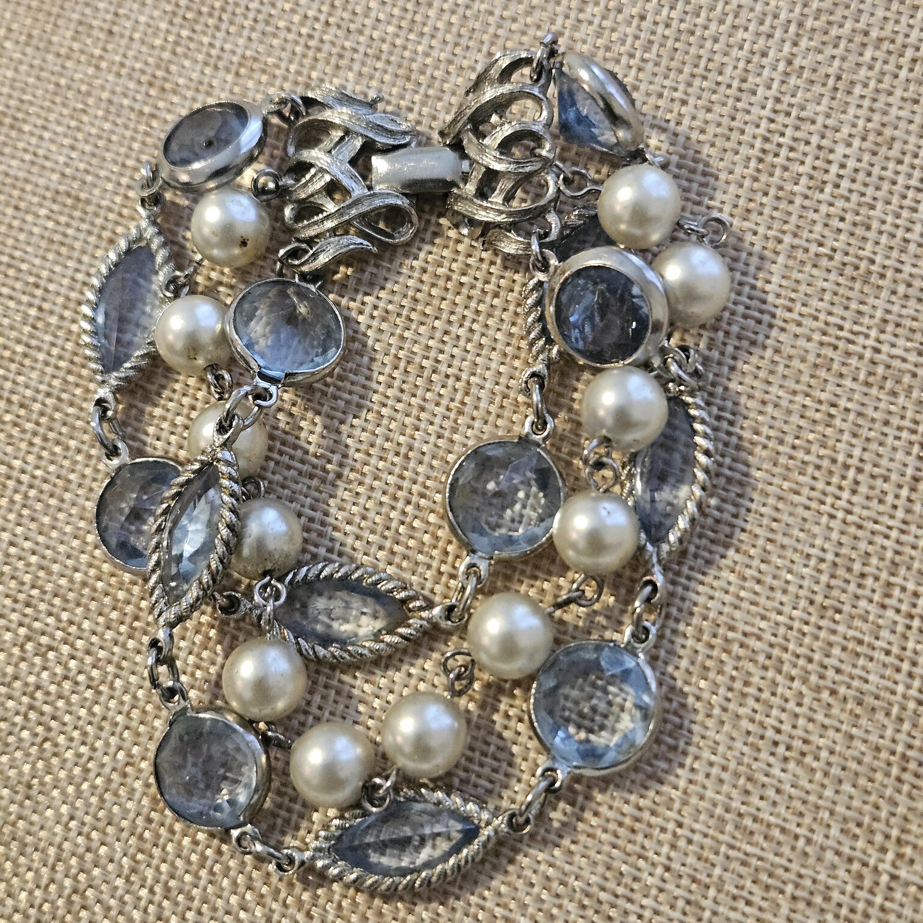 ヴィンテージフェイクパール、シルバートーン、ブルートパーズ、3