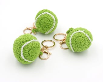 Llavero de pelota de tenis tejido a mano, adorno para bolsa deportiva, regalo para amantes del tenis