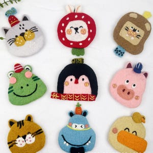 Handmade Wool Felt Animal Coasters Set – Cute Cat Frog Duck Penguin Pig Mug Rugs – Needle Felt Cup Coasters – Gift for Animal Lovers