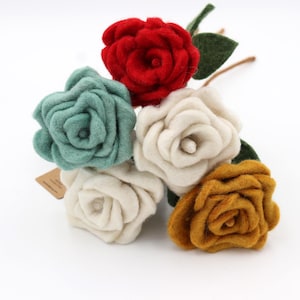Wool Felt Rose Flower – Handmade Felt Bloom, Realistic Soft Flower, Valentine’s or Mother’s Day Gift