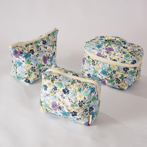 Meadow Magic Floral Quilted Makeup Bag - Toiletry Organizer