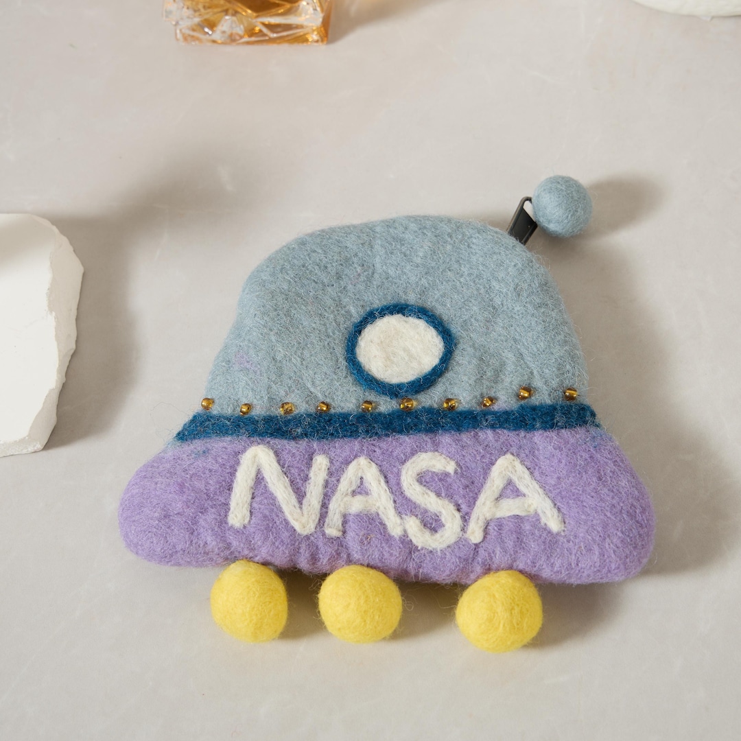 NASA Spaceship Felt Wallet - Wool Felt Pouch Hand Carry Coin Purse - Etsy