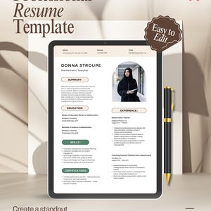 Teacher Resume Template Word and Pages | Teaching Resume Template, CV Teacher Professional, Elementary Middle High School Resume Educator