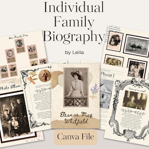 Individuele familiebiografie Voorouders Geheugenboek Stamboom en erfgoeddagboek bewerkbare digitale download Tradities, recepten, brieven, kaarten