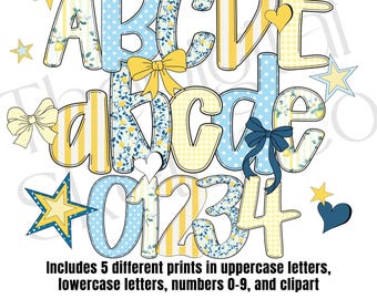 Pastel Alphabet PNG Letters Canva Doodle Alpha Set Template Lemon and Floral Alpha Doodle alphabet font Preppy Bright Alphabet PNG