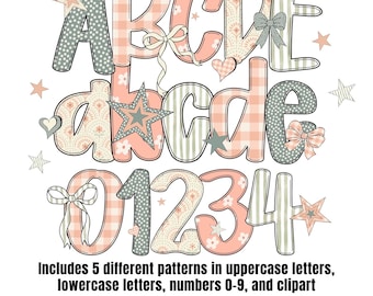 Alfabeto preppy retro PNG, letra floral rosa, Canva, conjunto de garabatos alfa, fuente Grandmillenial, clipart de garabatos, letra de burbuja de guinga pastel, de moda