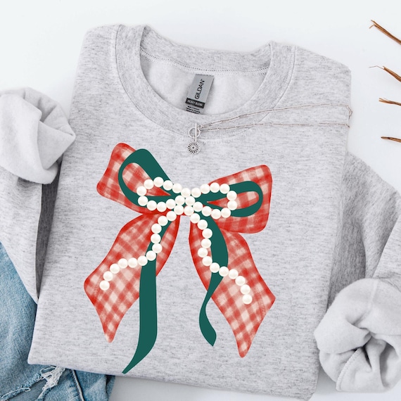 Preppy Red Checkered Bow Christmas PNG Coquette Holiday PNG Winter Mama Gingham Festive Design Cozy Season PNG Mommy and Me Shirt Xmas Shirt
