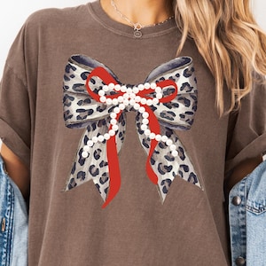 Leopard and Pearl Holiday Bow PNG Coquette Autumn Animal Print Design Trendy Watercolor Cheetah Ribbon Digital Download Christmas Bow Shirt