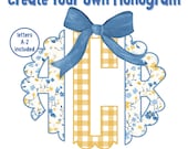Checkered Pastel Monogram PNG Floral Scalloped Initials Letters Canva Gingham Doodle Alpha Set Font Preppy Bright Trendy Alphabet Digital