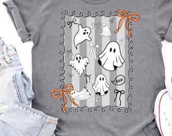 Coquette Ghosts PNG Preppy Fall Halloween Digital Design Trendy Spooky Ghost Girl Sublimation Witchy Vibes Gothic Girly Falloween Mama