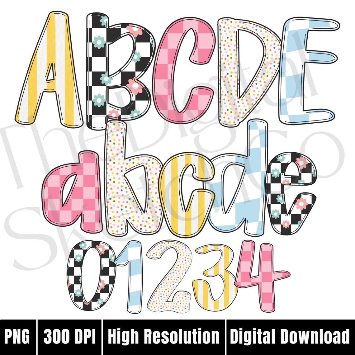 Preppy Retro Doodle Alphabet PNG Alphabet PNG Letters Canva Doodle ...