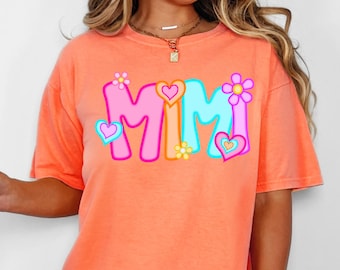 Neon Mimi Doodle Letters PNG Retro Neon Summer Mimi PNG Trendy Grandma Clip Art Edgy Grandma PNG Girly Summer Bright Shirt for Grandma