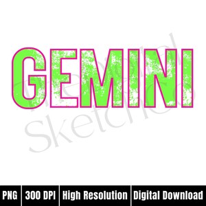 Gemini PNG Bundle, Horoscope Design, Astrology png, Zodiac Signs Bundle Clipart, Varsity Neon Distressed PNG, Girly Bestseller PNG Trendy