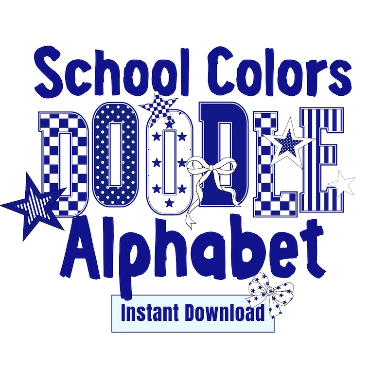 Blue Varsity Letters Doodle Alphabet PNG Navy School Color Alpha Team ...
