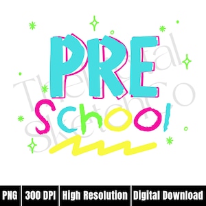 Bright Preppy Neon Pre-K PNG Retro Back to School Pre School PNG Sublimation First Day of School Designs Neon Retro Teacher Shirt