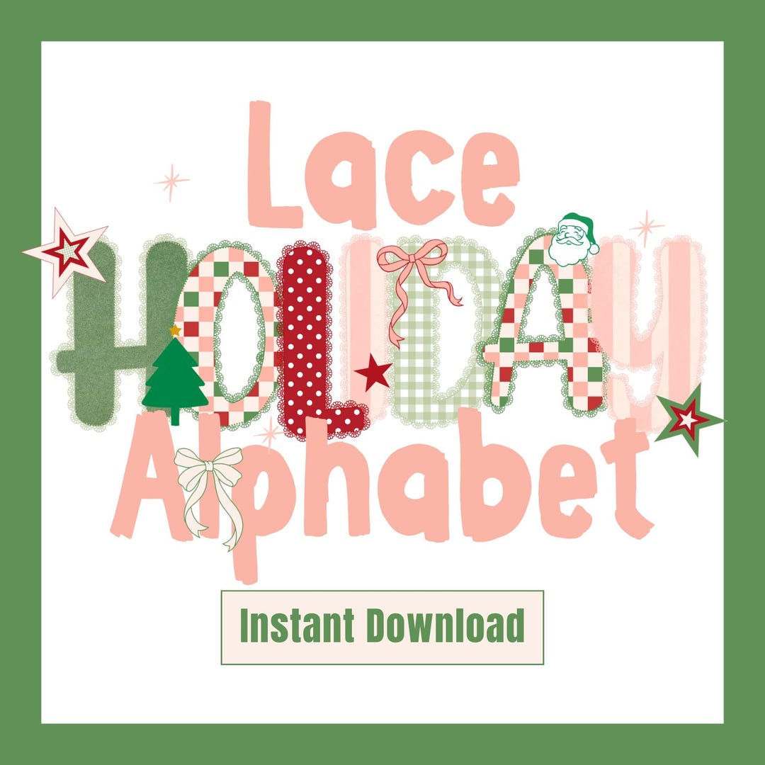 Lace Christmas Doodle PNG Alphabet Patchwork Girly Holiday Alpha Bundle ...