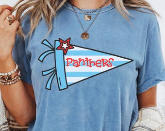 Preppy Stripe Custom School Team Mascot Pennant PNG for Trendy Cute School Spirit Shirt Personalized Sport Day Girly Mom College Football