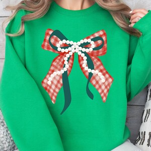 Preppy Red Checkered Bow Christmas PNG Coquette Holiday PNG Winter Mama Gingham Festive Design