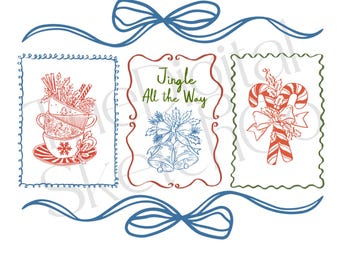 Christmas Bells Stamp png Jingle All the Way Vintage Holiday Digital Download Preppy Candy Cane Cozy Season Christmas Tree Xmas Sublimation