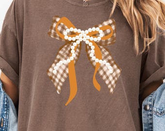 Pumpkin Patch PNG for Mommy and Me Shirt Design Minimalist Fall Bow Coquette Digital Download Trendy Autumn Sublimation Preppy Vintage Tee