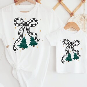 Checkered Bow Mommy and Me Shirt Xmas