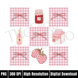 Pink Coquette png, Plaid truskawka png, piknik truskawka clipart, festiwal truskawkowy png, Strawberry Summer lover png, wzory preppy