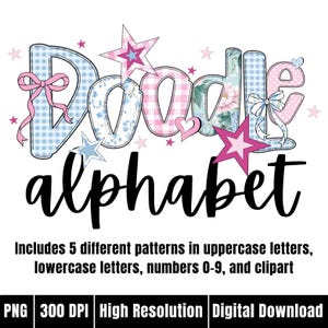 Bubble Letters Pastel Cottagecore Font Floral Coquette Alphabet PNG Preppy Grandmillennial Digital Download Canva ABC Doodle with Clipart