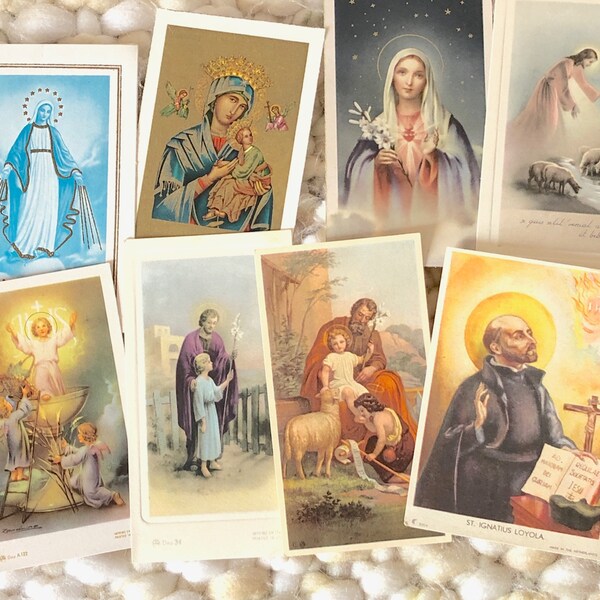 8 vintage religious prayer memory cards