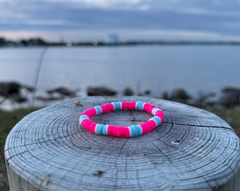 pulseira de contas de argila de flamingo