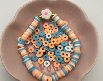 pulseira de contas de argila brisa de pêssego