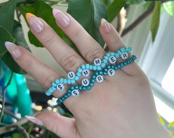 pulseira dupla de miçangas de verão e surf