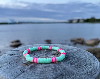 pulseira de contas de argila de menta