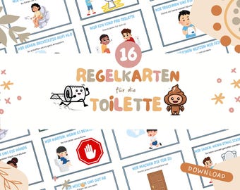 16 Toiletten-Regeln für Kinder | Hygieneregeln & Selbstständigkeit in Kita, Krippe und Zuhause | Pädagogische Karten als PDF zum Ausdrucken