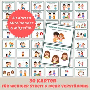 30 Regelkarten für Gefühle & Miteinander | Streit lösen und Emotionen verstehen | Kita Vorschule Sozialverhalten PDF zum Ausdrucken