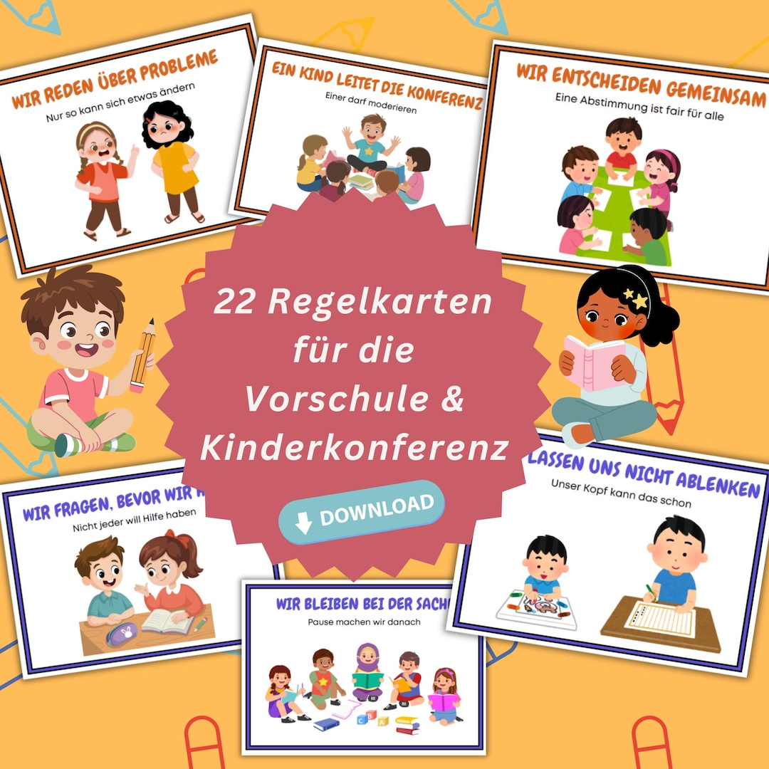 22 Regelkarten Vorschule & Kinderkonferenz – Pädagogisch wertvolle