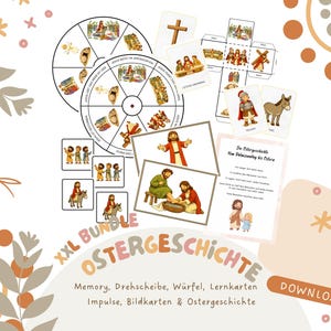 XXL Ostergeschichte Bundle | Bildkarten, Lernkarten, Drehscheibe, Memory, Impulskarten | Pädagogisches-Set für Kita, Schule & Zuhause