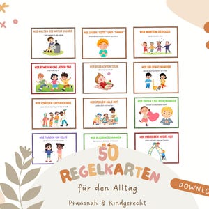 50 Regelkarten für Kinder – Pädagogisch wertvolle Lernkarten für Kita, Schule & Zuhause | Spielerisch Regeln lernen | PDF zum Ausdrucken
