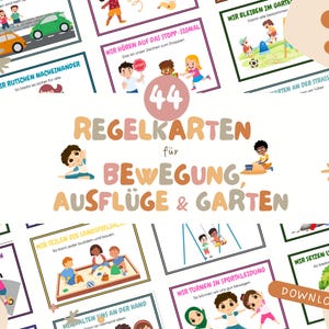 44 Regelkarten für Bewegung, Garten & Ausflüge – Pädagogisch wertvolle Lernkarten für Kita und Schule | Spielerisch Regeln lernen | Download