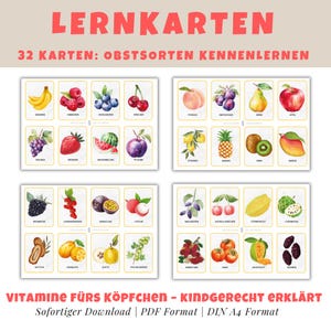 Obst Lernkarten für Kinder | Montessori-inspiriertes Lernmaterial | Kita & Vorschule | Spielerisch Obst kennenlernen | PDF zum Ausdrucken