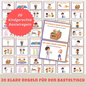 20 Regelkarten für den Bastelraum | Kreativität, Ordnung und Materialpflege kindgerecht erklärt | Kita PDF sofort ausdrucken & einsetzen
